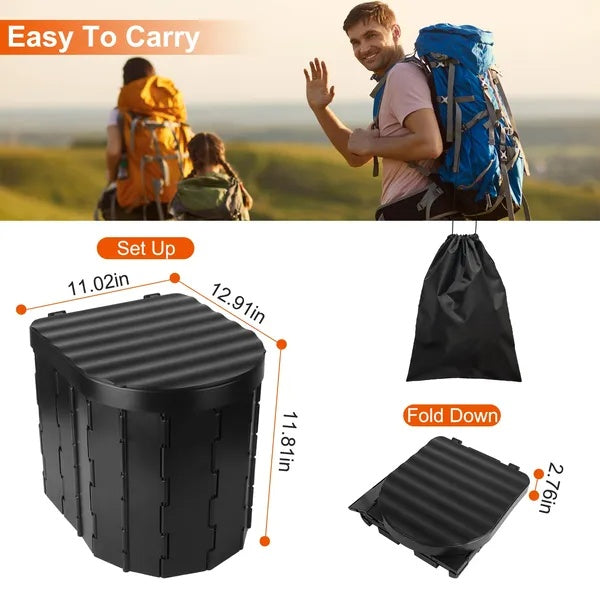 Foldable Emergency Portable Toilet | 330 lb Capacity, Lid & Carry Bag Included for Camping, Car & Disaster Prep
