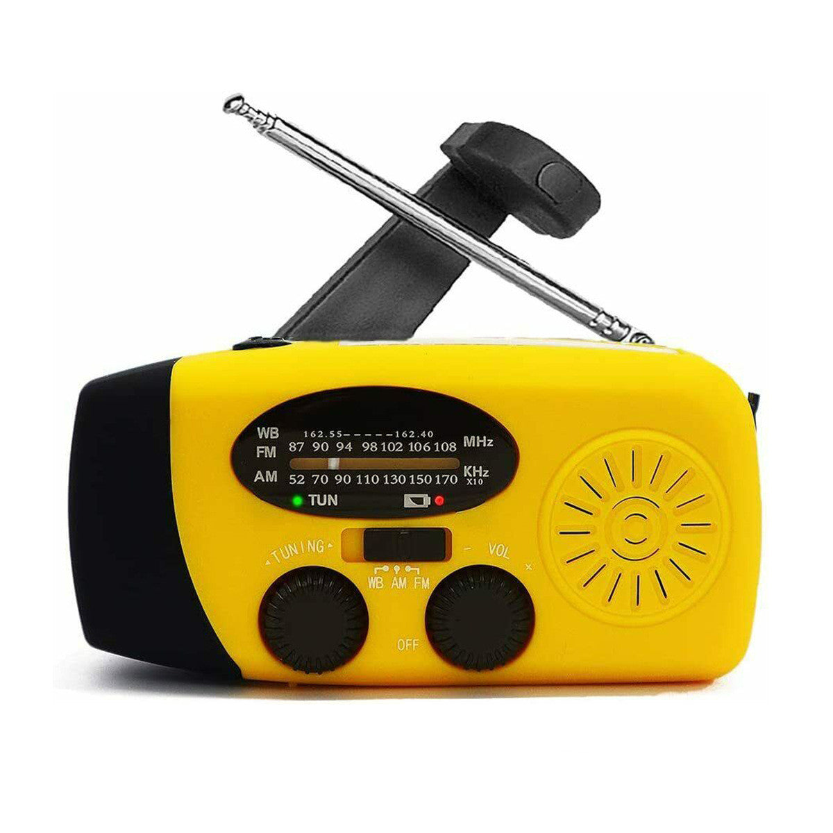 Disaster Prevention Emergency Radio | Solar & Hand Crank, FM/AM/NOAA Weather Band, USB Charging, Built-in Speaker