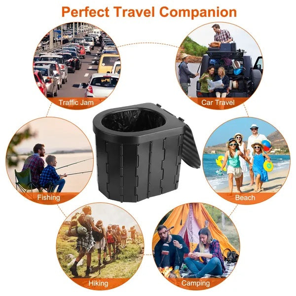 Foldable Emergency Portable Toilet | 330 lb Capacity, Lid & Carry Bag Included for Camping, Car & Disaster Prep