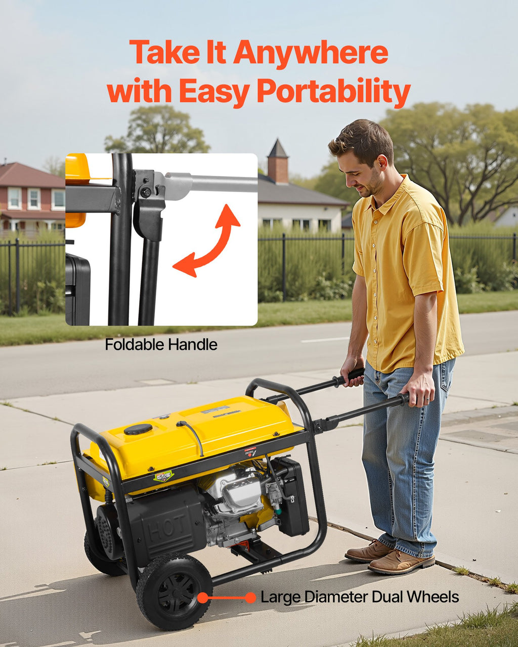 VEVOR 9625W Portable Home Backup Generator | 7000W Running, Electric Start, CO Sensor, 12Hr Runtime, RV & Emergency Ready