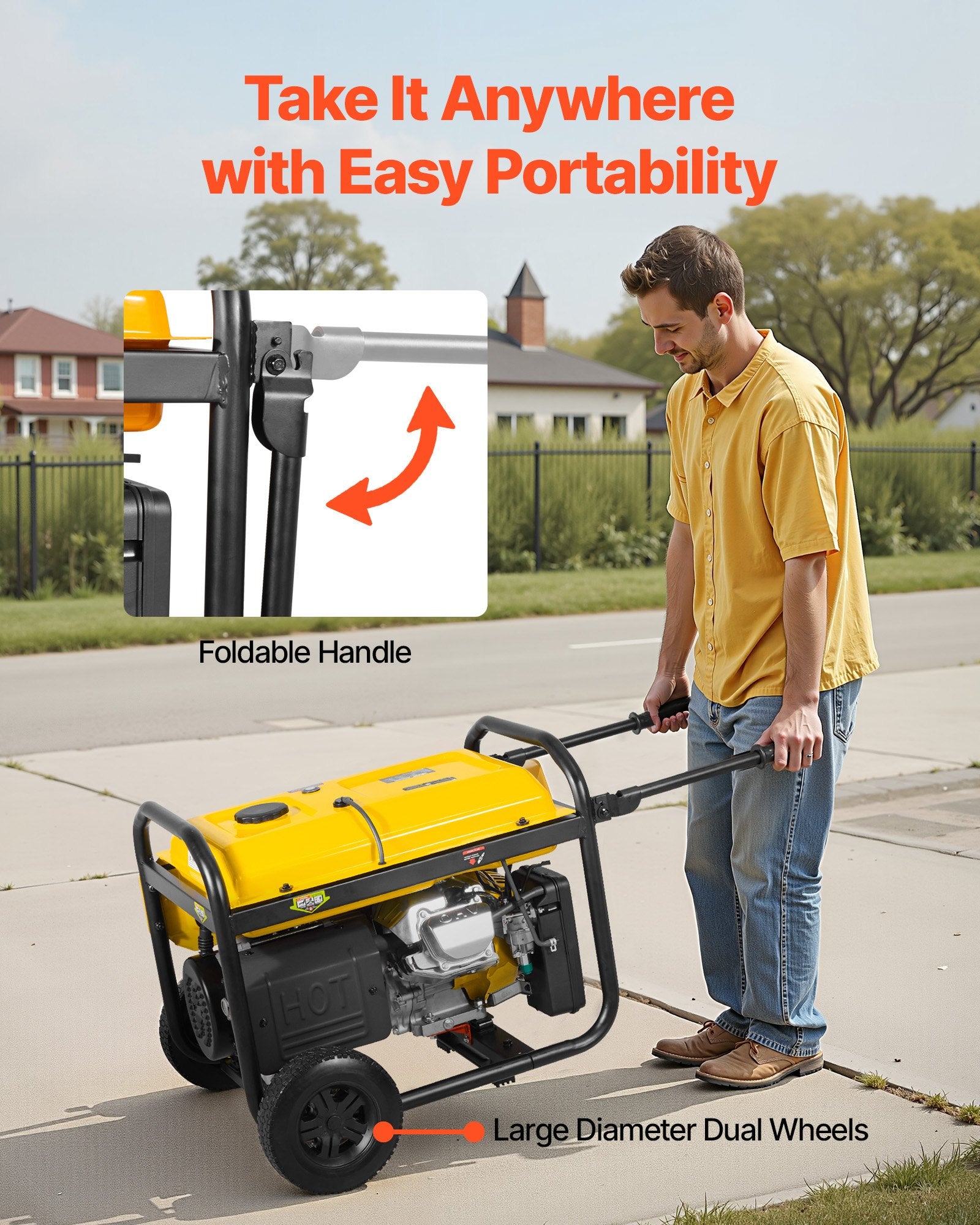 VEVOR 9625W Portable Home Backup Generator | 7000W Running, Electric Start, CO Sensor, 12Hr Runtime, RV & Emergency Ready