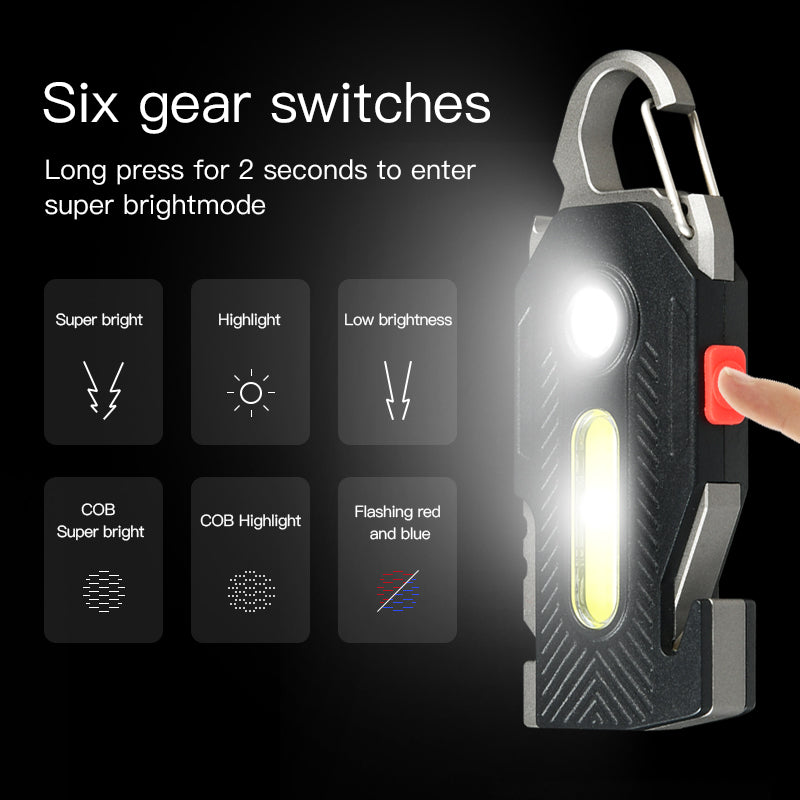 8-in-1 Multifunctional Emergency Keychain Light | 400LM LED+COB, Seatbelt Cutter, Whistle, USB-C Rechargeable