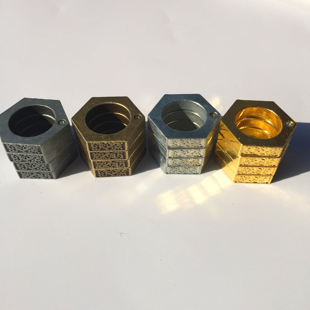 Self-Defense Hexagon Ring | Emergency Window Breaker, Finger Buckle EDC Tool in Ancient Silver, Bronze, Gold & Silver