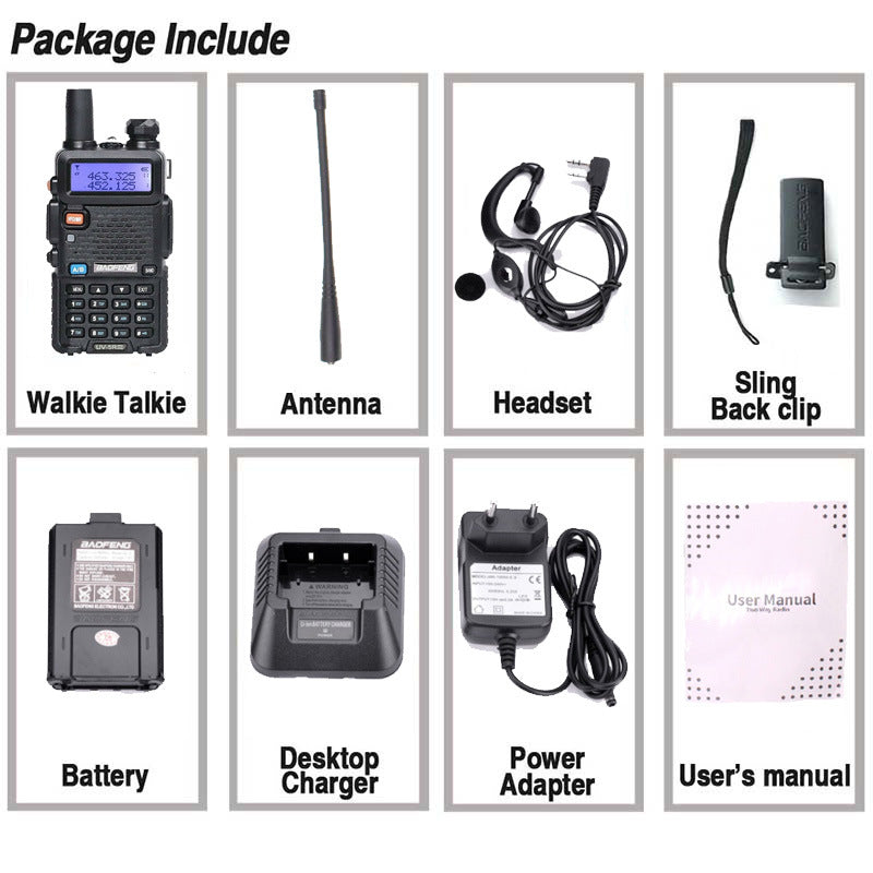 Baofeng UV-5R Tri-Band Walkie Talkie | 5W, 128 Channels, 10km Range, VHF/UHF/220MHz for Emergency & Ham Radio