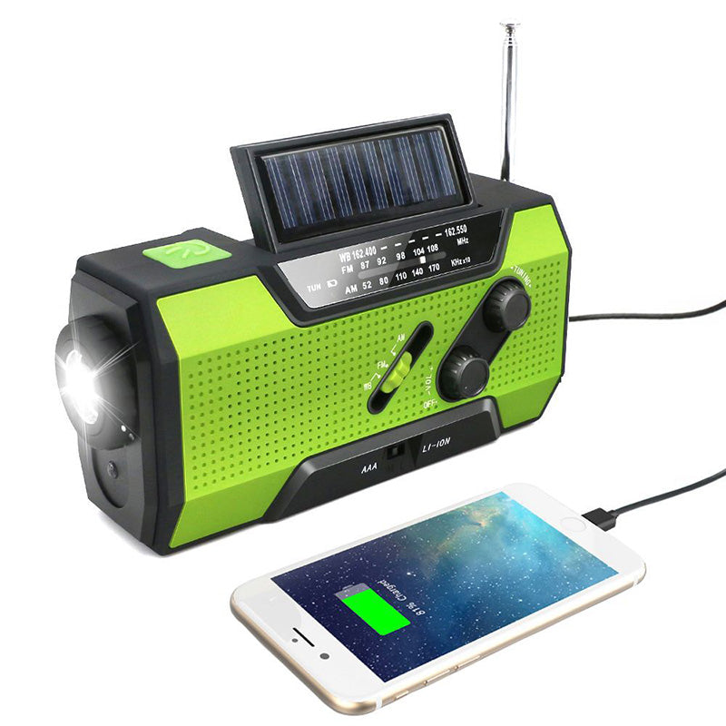 7-in-1 Hand Crank Solar Emergency Radio | AM/FM/NOAA Weather, LED Flashlight, Power Bank & SOS Alert
