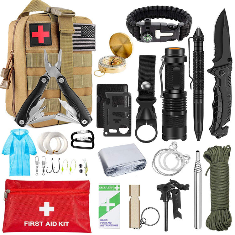 13-Piece Tactical Survival Kit | SOS Emergency Gear with Folding Knife, Compass, Wire Saw & Tactical Pen