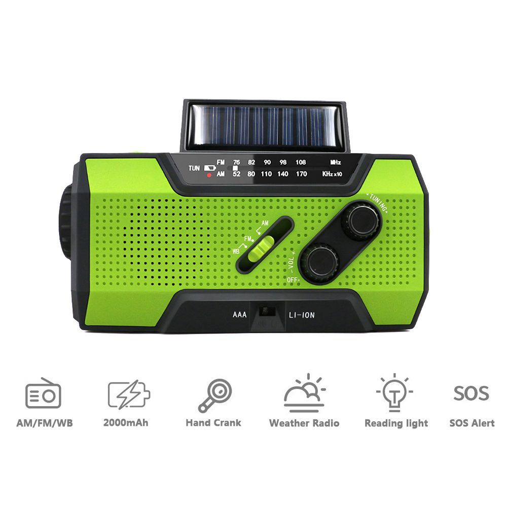 7-in-1 Hand Crank Solar Emergency Radio | AM/FM/NOAA Weather, LED Flashlight, Power Bank & SOS Alert