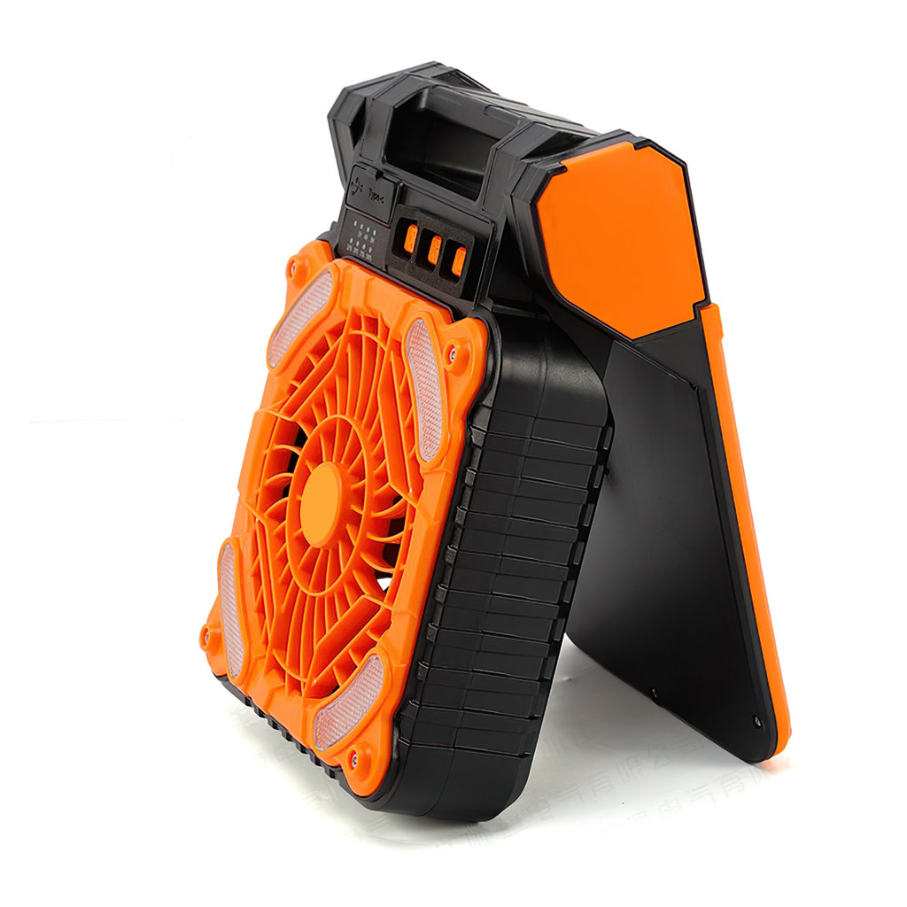 Solar Camping Fan with LED Lantern & Power Bank | 5200mAh, 20Hr Runtime, 4 Speeds, 90° Tilt & Timer