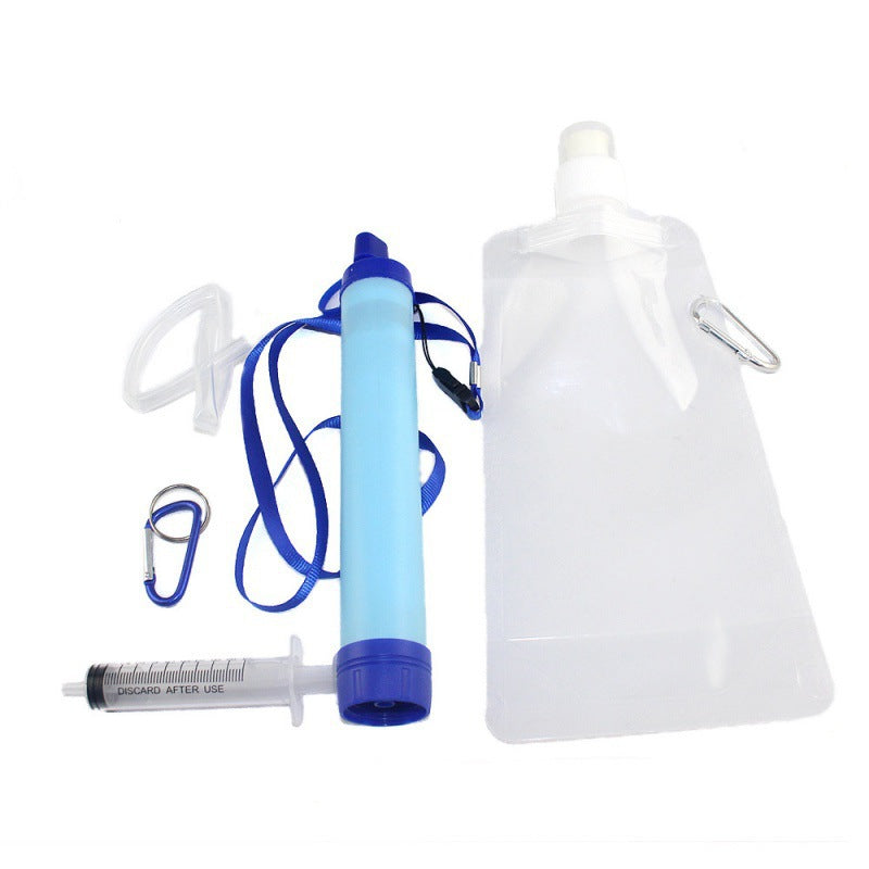 Outdoor Water Purifier Set | 90g Survival Filter with Water Bag, Hose & Carabiner for Camping, Hiking & Emergency Prep