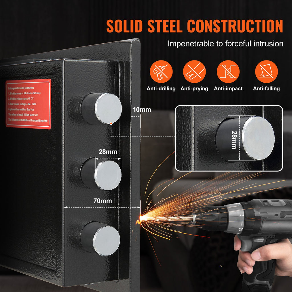 VEVOR 1.7 Cu Ft Depository Drop Safe | Electronic Code Lock, Drop Slot, 2 Emergency Keys for Home, Hotel & Office