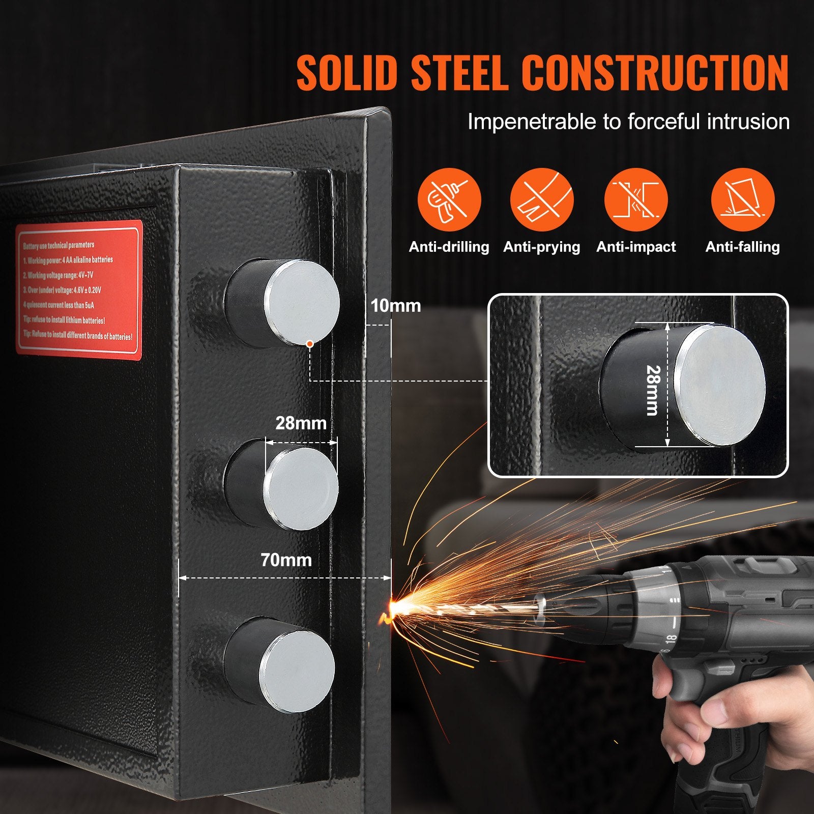 VEVOR 1.7 Cu Ft Depository Drop Safe | Electronic Code Lock, Drop Slot, 2 Emergency Keys for Home, Hotel & Office