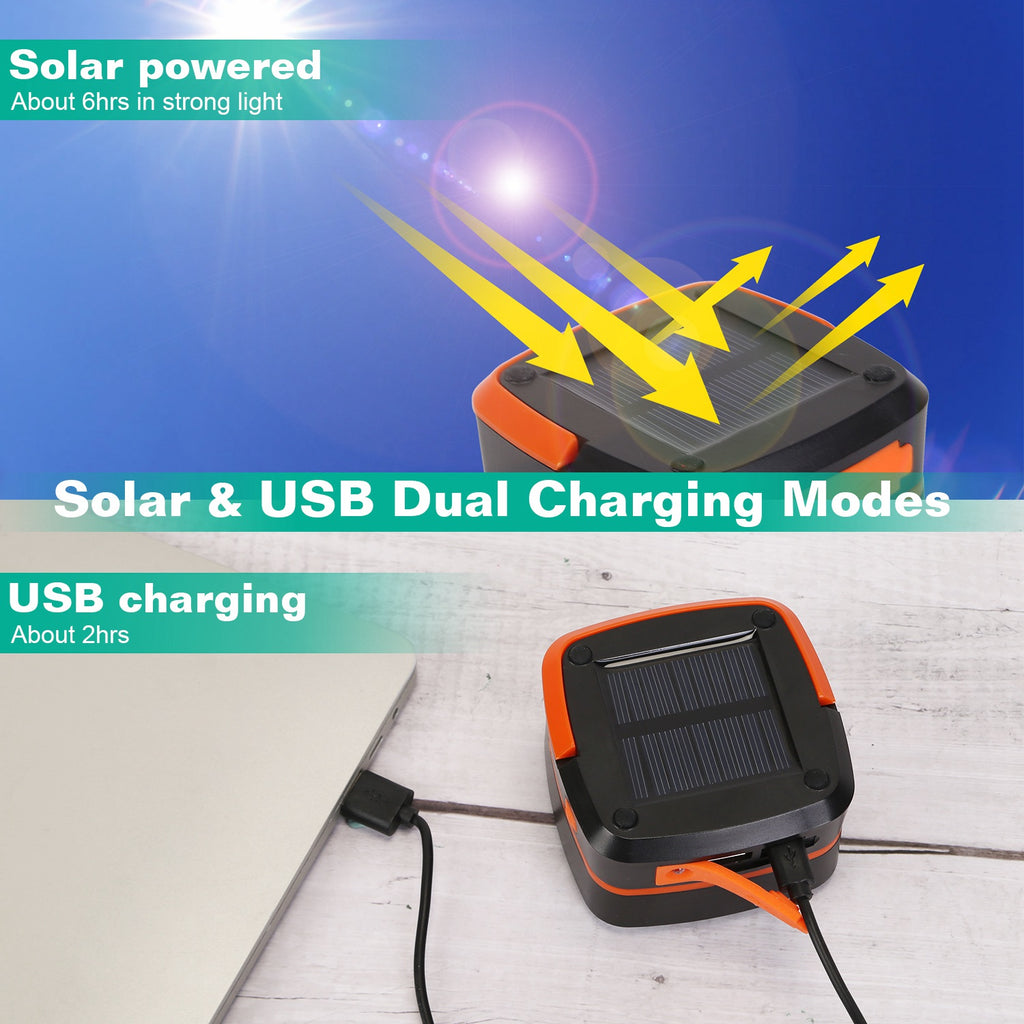 IP65 Solar Collapsible Camping Lantern | USB Rechargeable, 360° Light, 3 Modes & Emergency Power Bank, 131g