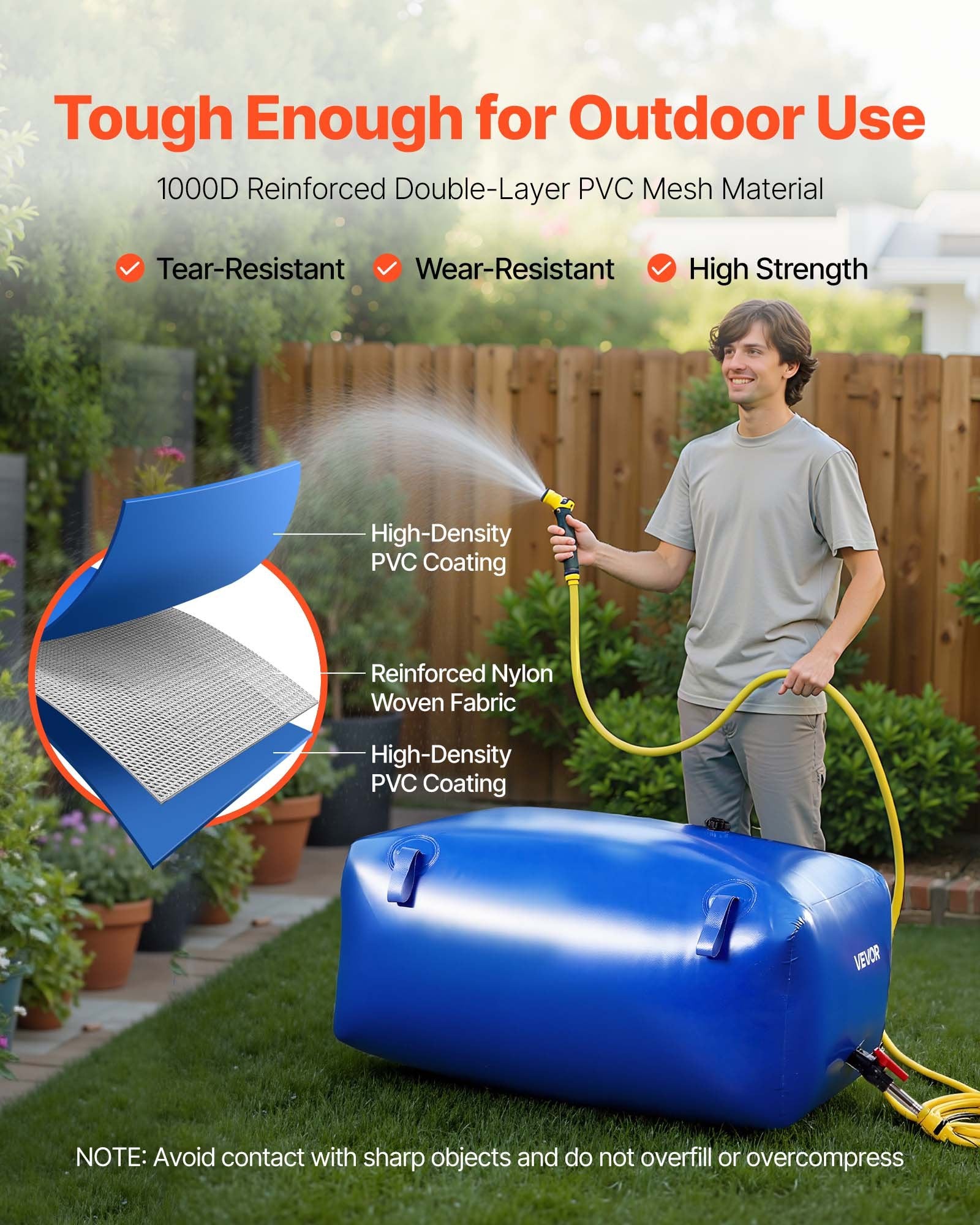 63.4-Gallon Emergency Water Storage Bladder | 1000D Double-Layer PVC, Leak-Proof, Collapsible Tank for RV, Camping & Disaster Prep