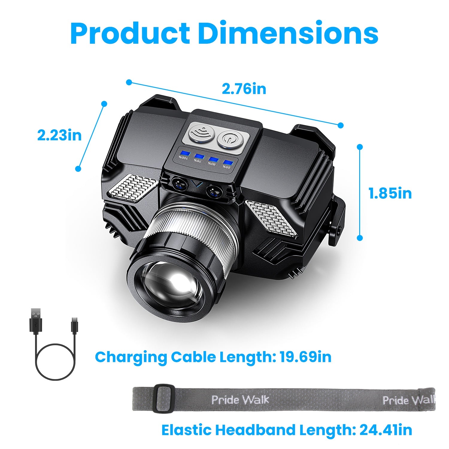 Motion Sensor Zoomable LED Headlamp | 300m Range, SOS Mode, USB Rechargeable, 45° Tilt for Camping & Emergencies