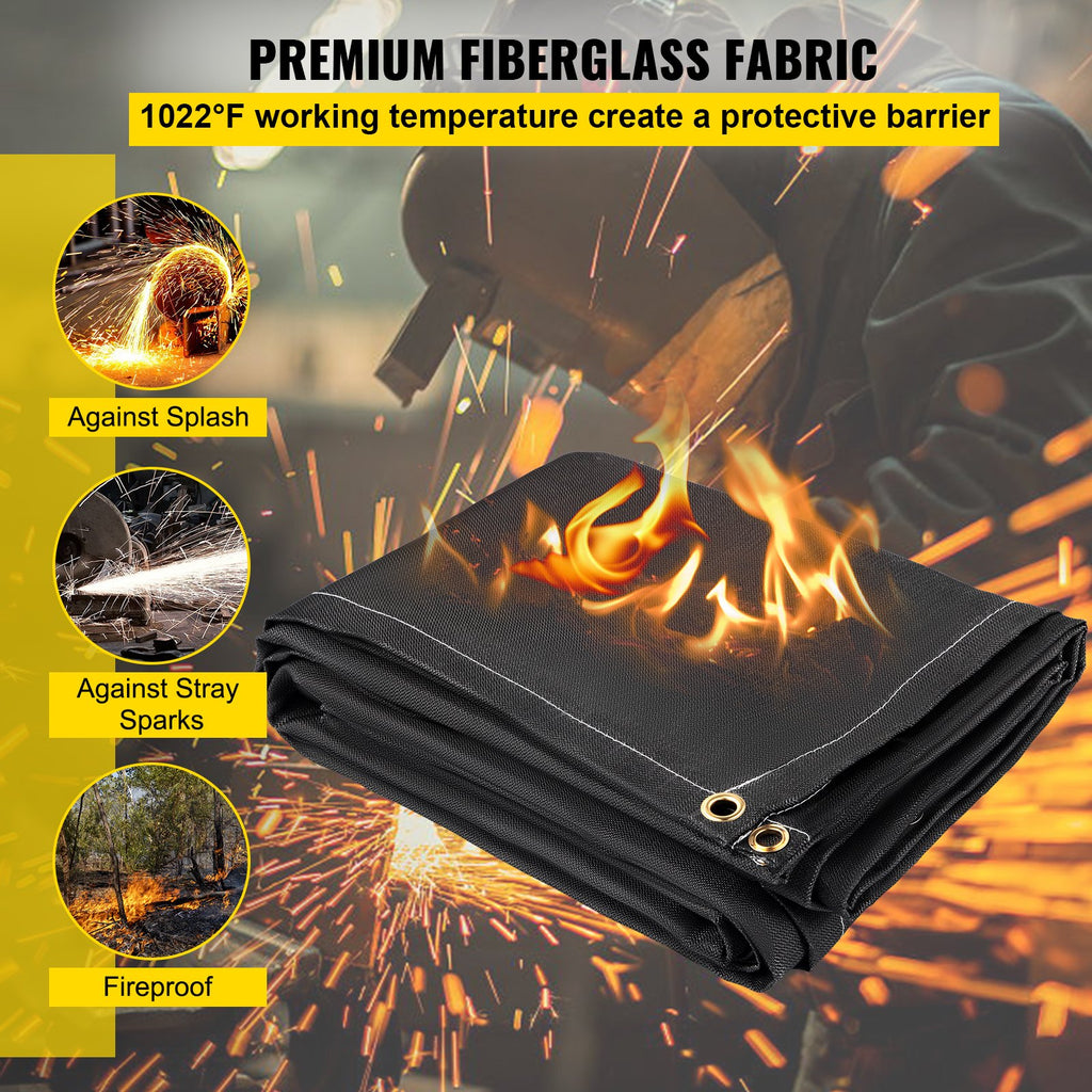 Fire Blanket 2-Pack | 6' x 10' Fiberglass Welding & Emergency Blanket, 1,022°F Rated with 8 Brass Grommets
