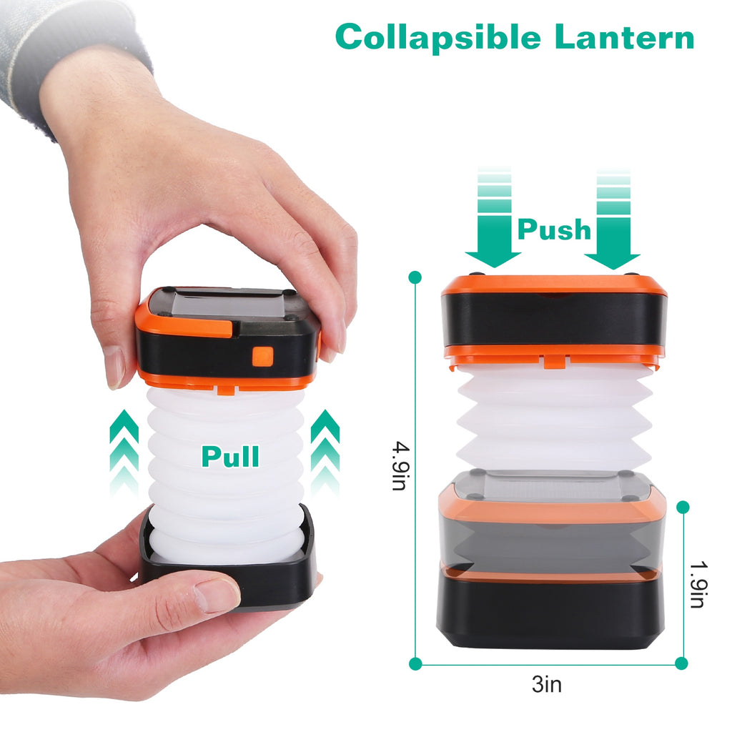 IP65 Solar Collapsible Camping Lantern | USB Rechargeable, 360° Light, 3 Modes & Emergency Power Bank, 131g