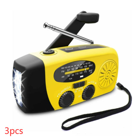Disaster Prevention Emergency Radio | Solar & Hand Crank, FM/AM/NOAA Weather Band, USB Charging, Built-in Speaker