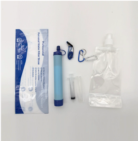 Outdoor Water Purifier Set | 90g Survival Filter with Water Bag, Hose & Carabiner for Camping, Hiking & Emergency Prep