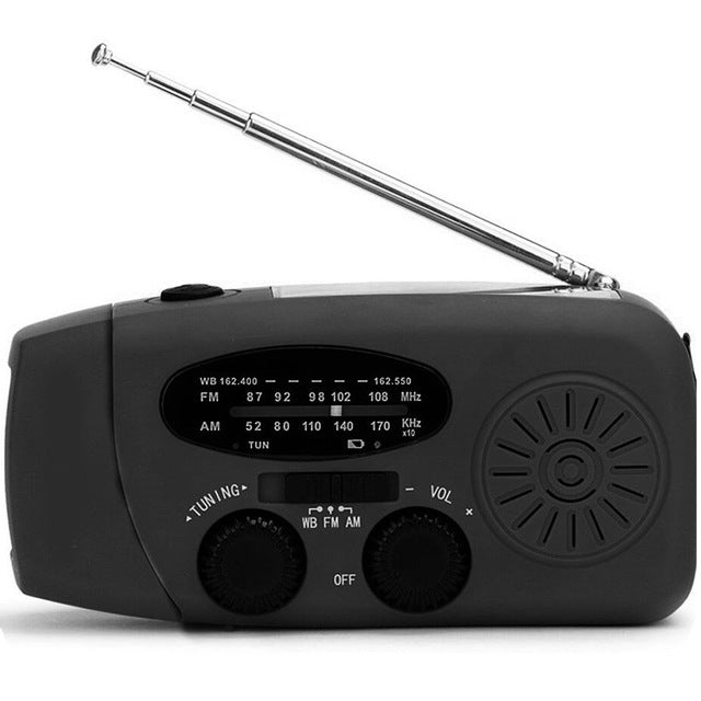 Compact Solar Hand Crank Emergency Radio with Flashlight | Multiband AM/FM, USB Charging, 2 Colors