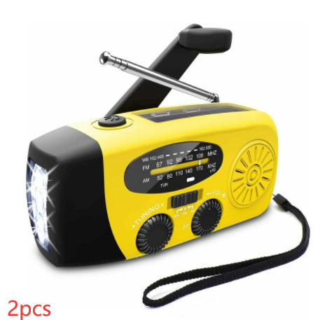Disaster Prevention Emergency Radio | Solar & Hand Crank, FM/AM/NOAA Weather Band, USB Charging, Built-in Speaker