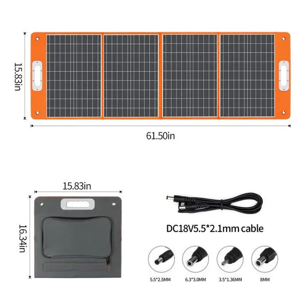 Flashfish 100W Portable Solar Panel | Foldable Solar Charger with USB, Type-C & 18V DC Output