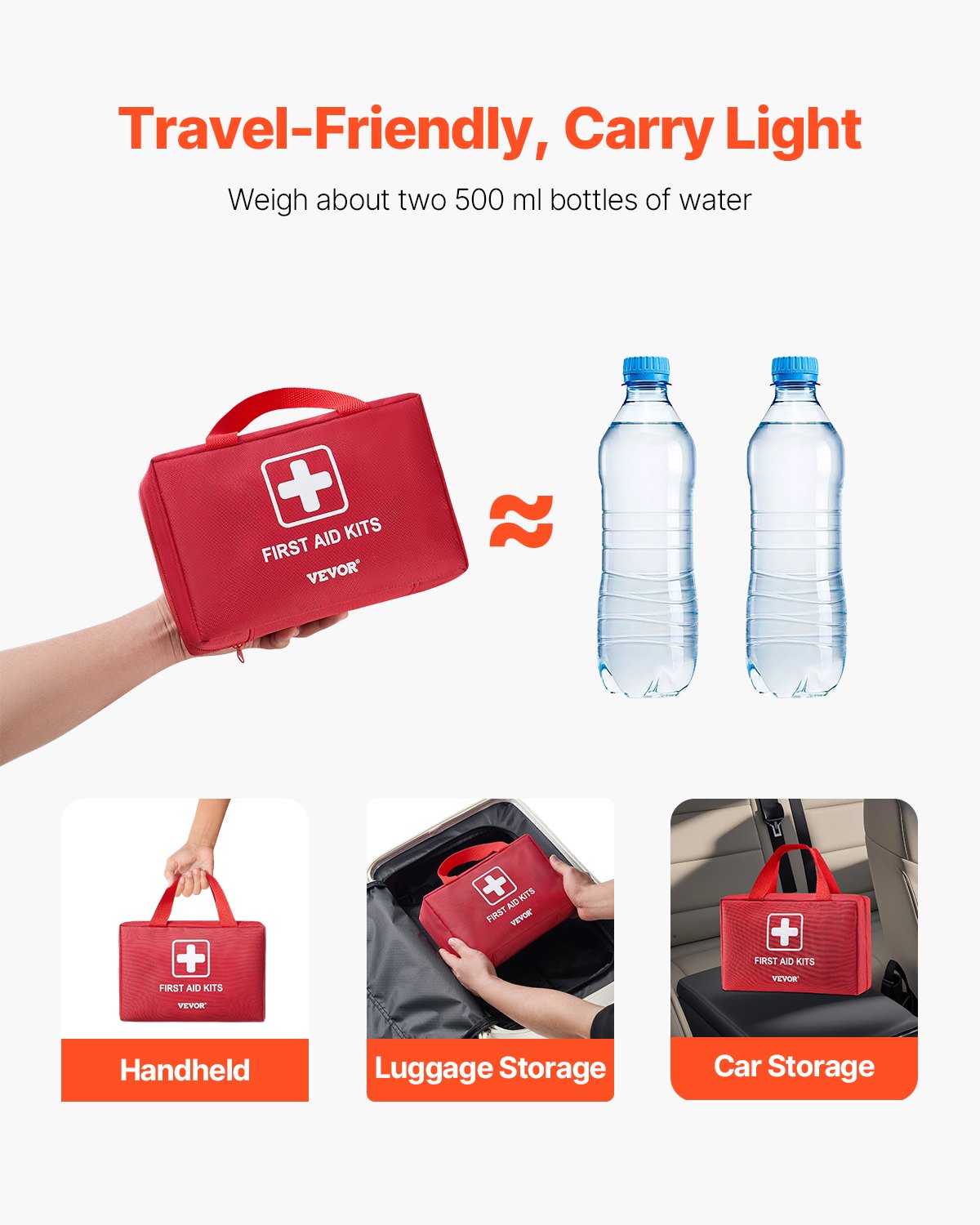 500-Piece Professional First Aid Kit | FDA-Tested, 600D Nylon Bag, 2 lbs for Home, Car, Camping & Emergency Prep
