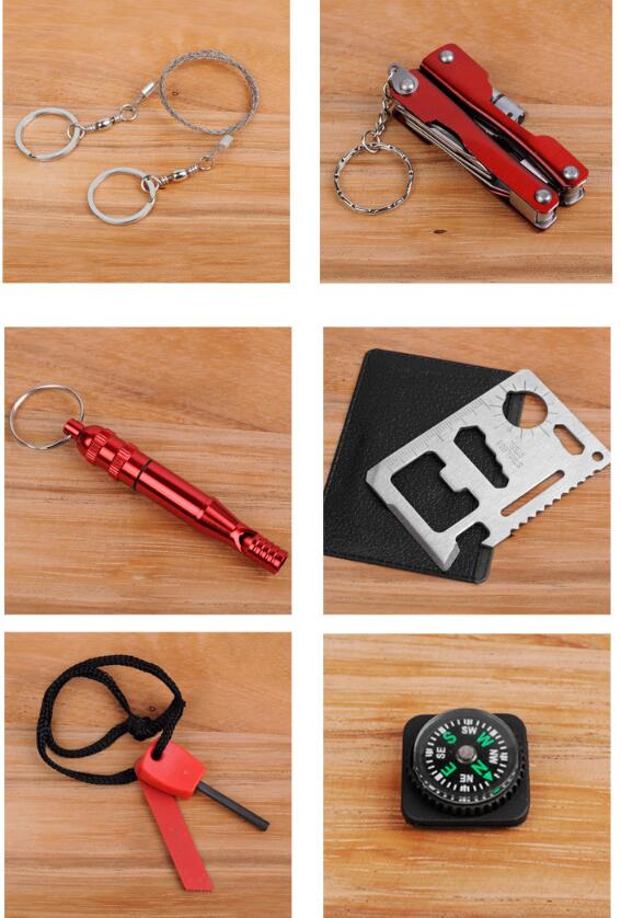 6-Piece SOS Emergency Tool Set | Portable Outdoor First Aid & Survival Kit, 9.5×6.5×3cm Compact Case