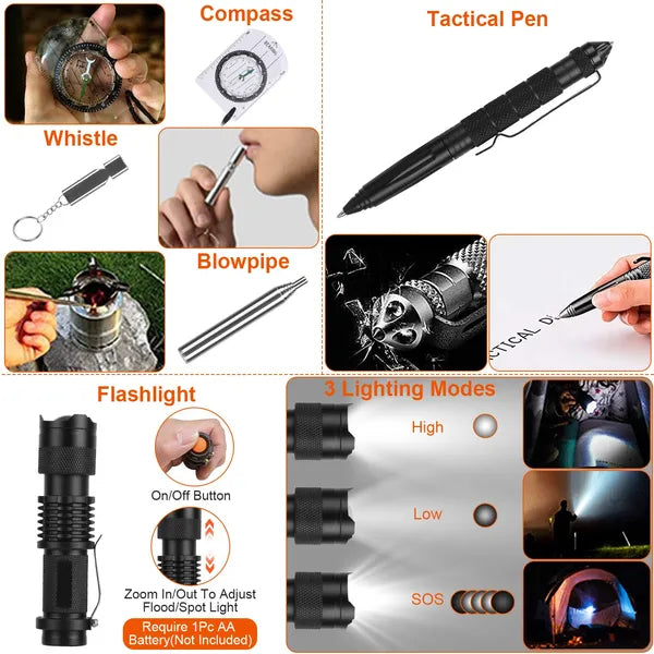 125-Piece Professional Survival Kit | Tactical First Aid, Survival Tools & Emergency Gear for Camping, Hiking & Disaster Prep