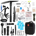 121-Piece Professional Survival Kit | Tactical First Aid, Axe, Shovel, Military Knife, Fire Starter & Backpack Included