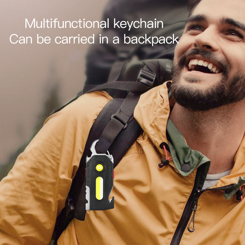 8-in-1 Multifunctional Emergency Keychain Light | 400LM LED+COB, Seatbelt Cutter, Whistle, USB-C Rechargeable