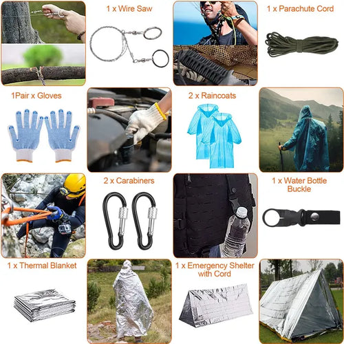 125-Piece Professional Survival Kit | Tactical First Aid, Survival Tools & Emergency Gear for Camping, Hiking & Disaster Prep