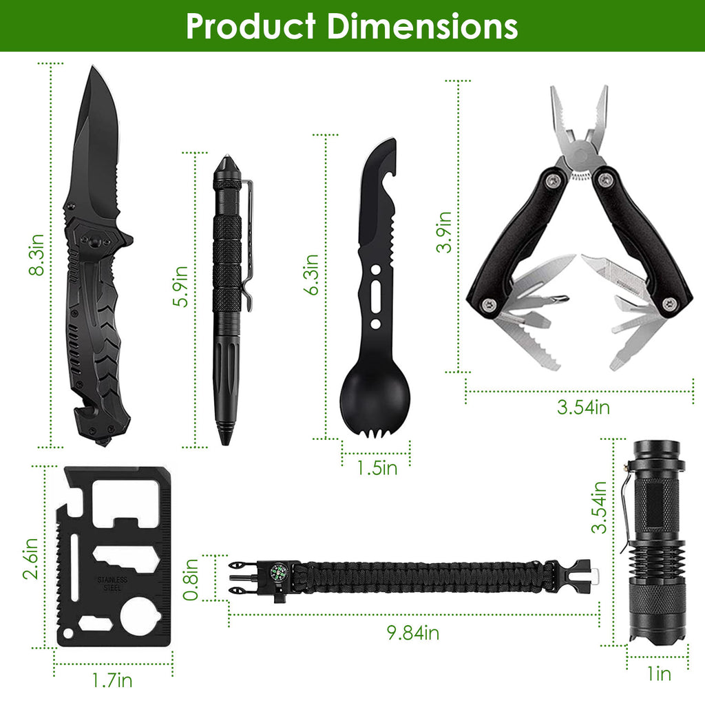 47-Piece Emergency Survival Kit | CPR Mask, Fishing Gear, Military Knife, Compass & First Aid in 600D Oxford Bag