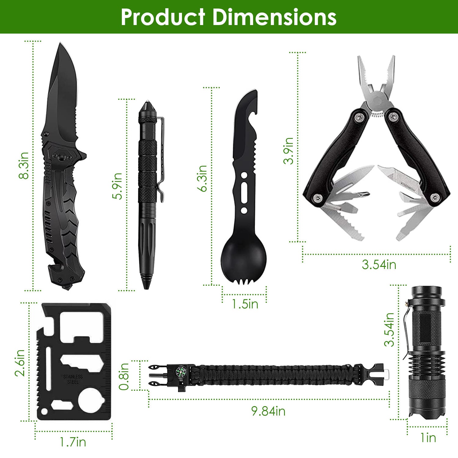 47-Piece Emergency Survival Kit | CPR Mask, Fishing Gear, Military Knife, Compass & First Aid in 600D Oxford Bag