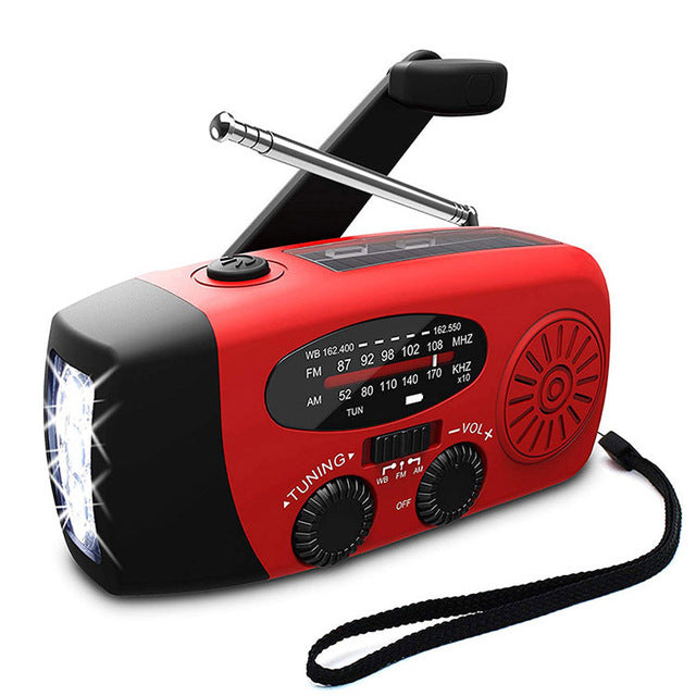 Compact Solar Hand Crank Emergency Radio with Flashlight | Multiband AM/FM, USB Charging, 2 Colors