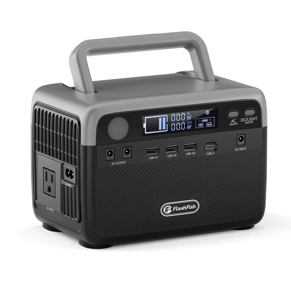 Flashfish 300W LiFePO4 Portable Power Station | 230.4Wh, Peak 600W, AC Outlets for Hurricane, Camping & Home Emergency