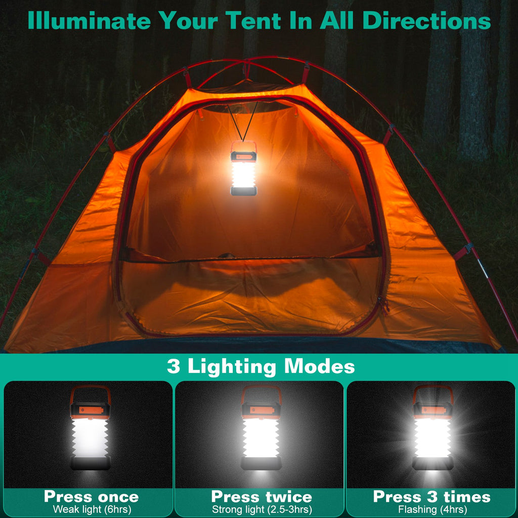 IP65 Solar Collapsible Camping Lantern | USB Rechargeable, 360° Light, 3 Modes & Emergency Power Bank, 131g
