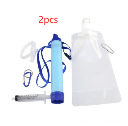 Outdoor Water Purifier Set | 90g Survival Filter with Water Bag, Hose & Carabiner for Camping, Hiking & Emergency Prep