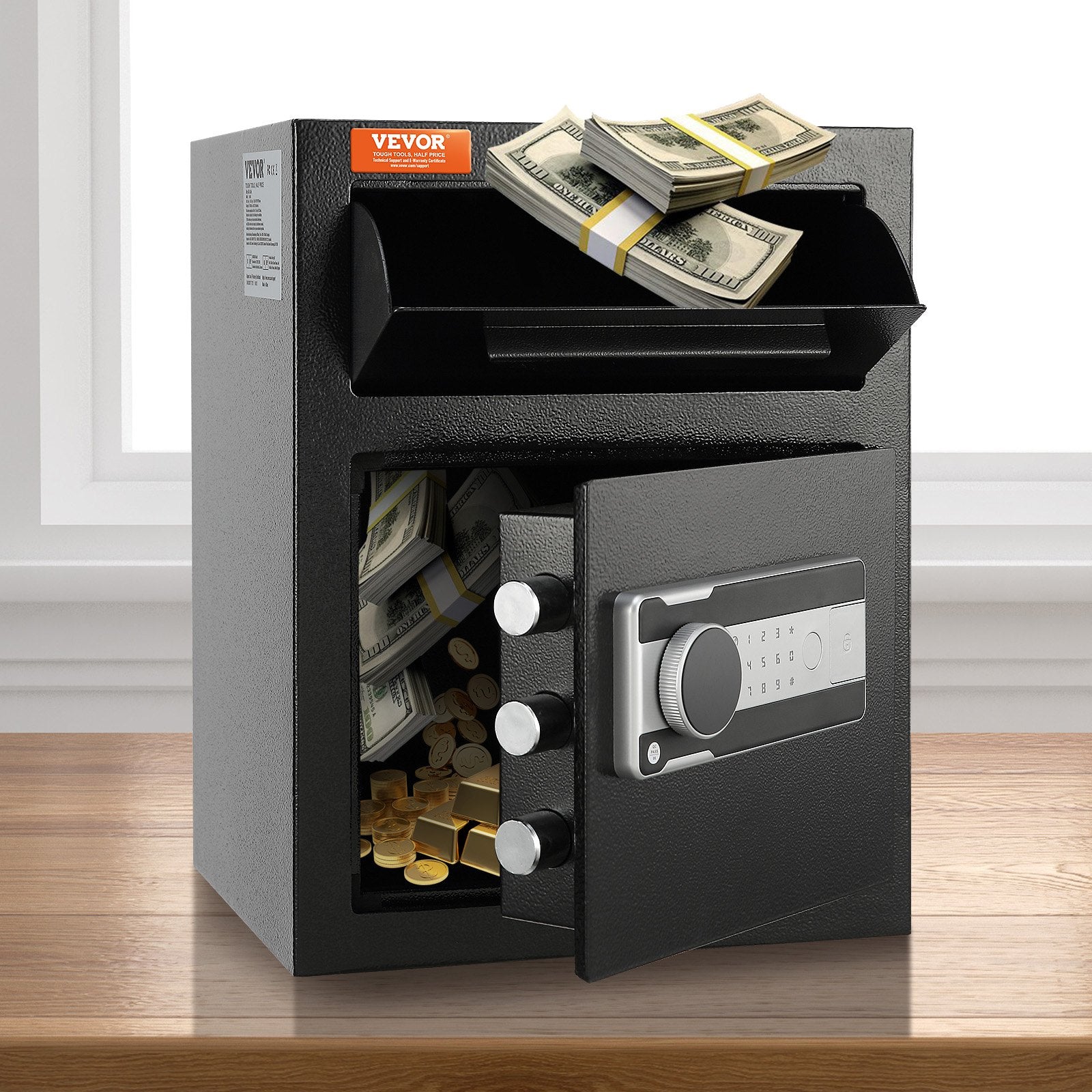 VEVOR 1.7 Cu Ft Depository Drop Safe | Electronic Code Lock, Drop Slot, 2 Emergency Keys for Home, Hotel & Office