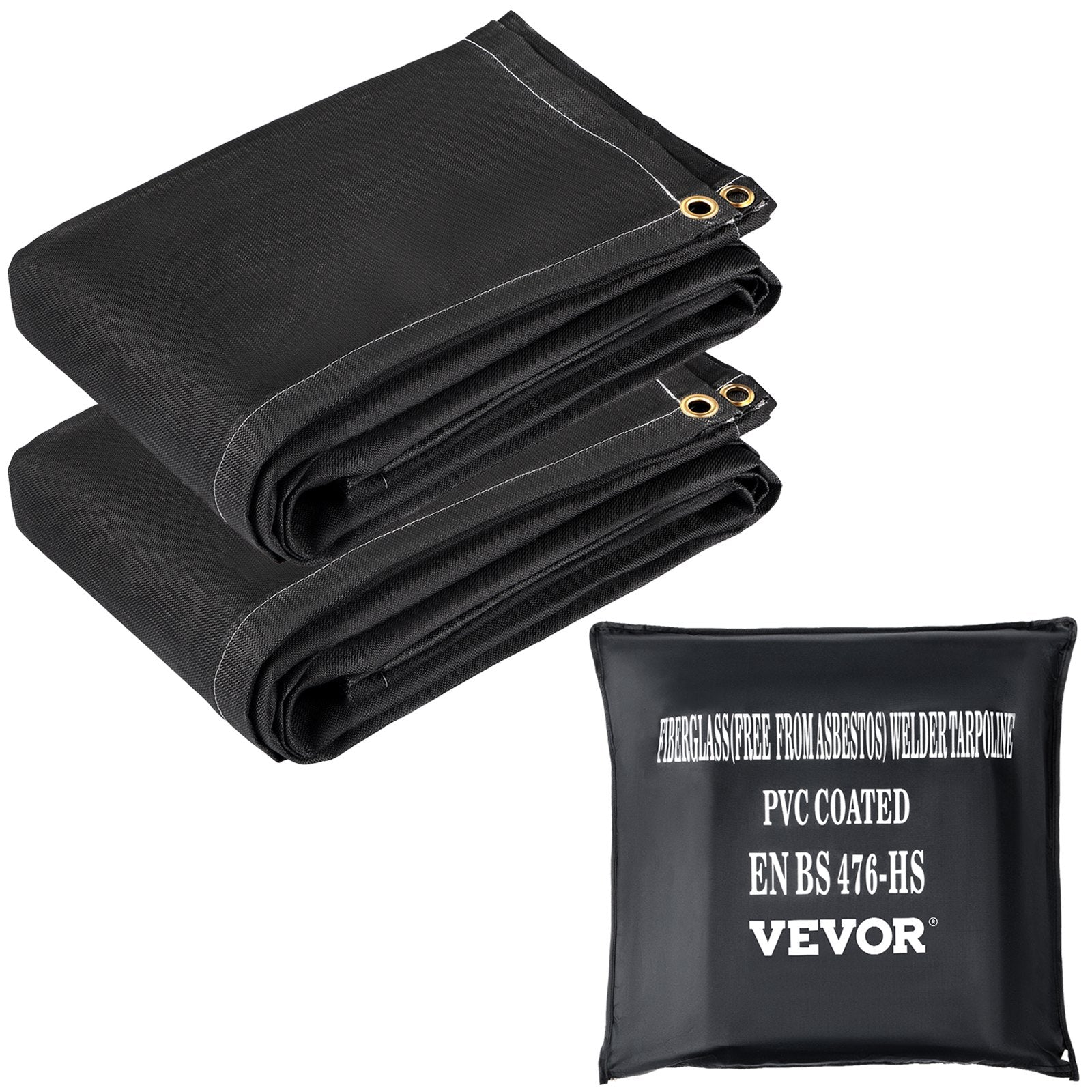 Fire Blanket 2-Pack | 6' x 10' Fiberglass Welding & Emergency Blanket, 1,022°F Rated with 8 Brass Grommets