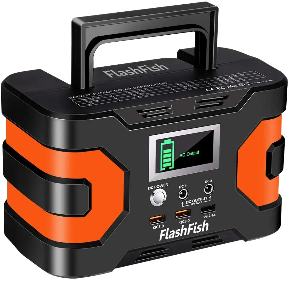 Flashfish 166Wh CPAP Battery Power Station | 45000mAh, 150W Continuous, 110V AC, Solar Chargeable for CPAP & Emergency Power