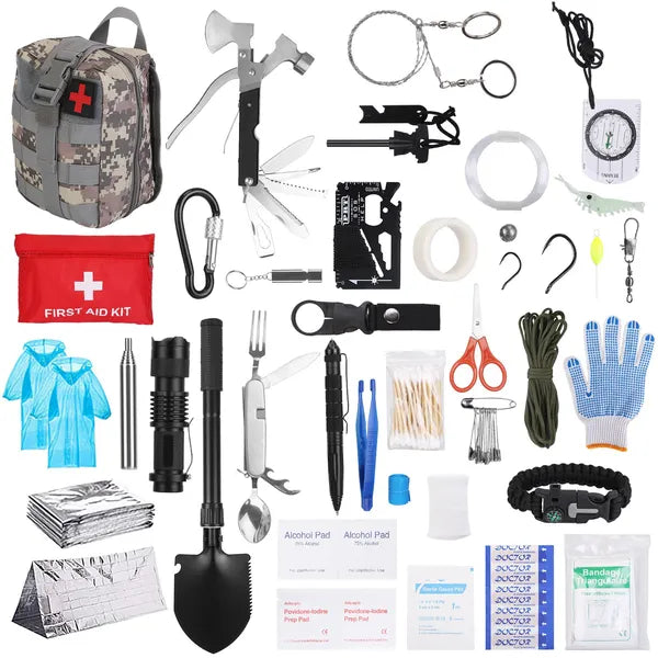 125-Piece Professional Survival Kit | Tactical First Aid, Survival Tools & Emergency Gear for Camping, Hiking & Disaster Prep