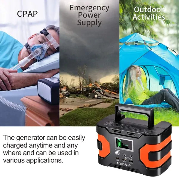 Flashfish 166Wh CPAP Battery Power Station | 45000mAh, 150W Continuous, 110V AC, Solar Chargeable for CPAP & Emergency Power