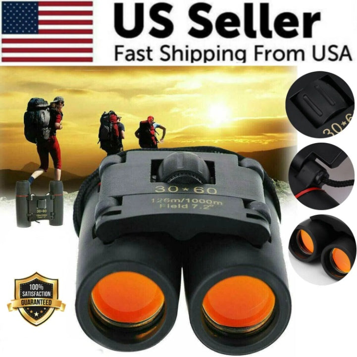 30x60 Compact Folding Binoculars | Lightweight 163g Telescope for Hiking, Hunting, Travel & Emergency Prep