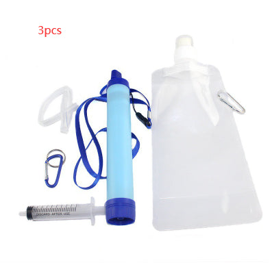 Outdoor Water Purifier Set | 90g Survival Filter with Water Bag, Hose & Carabiner for Camping, Hiking & Emergency Prep