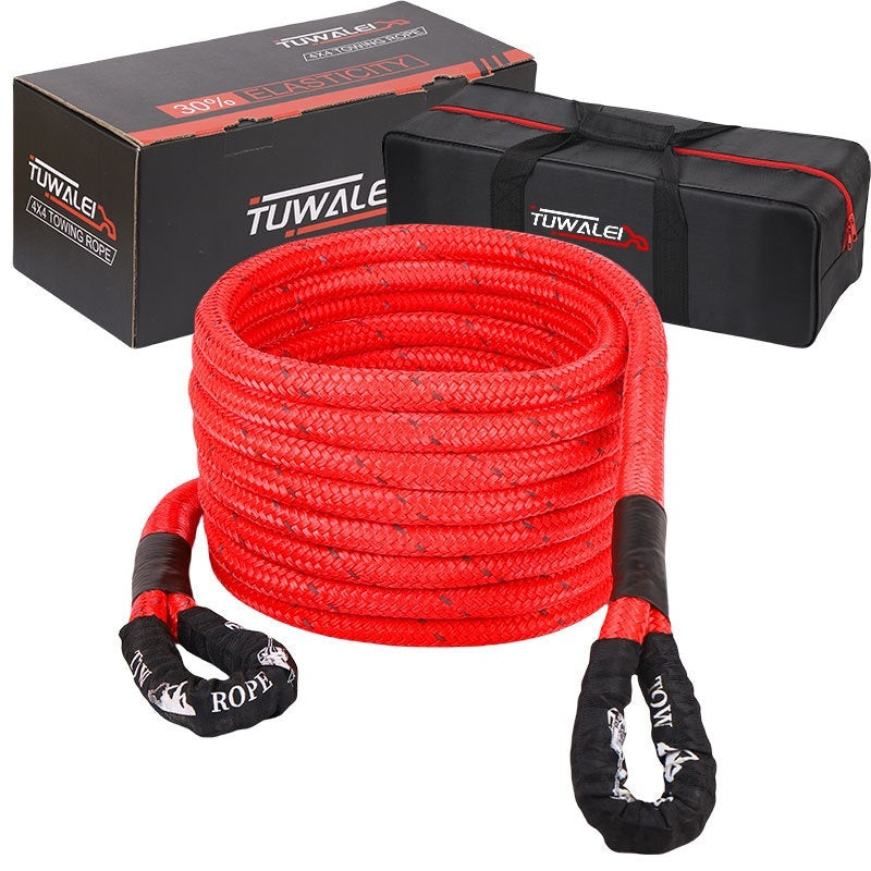 Elastic Emergency Tow & Recovery Rope with Soft Shackle | Nylon, 6M or 9M, 19mm–26mm for Vehicle Recovery & Rescue