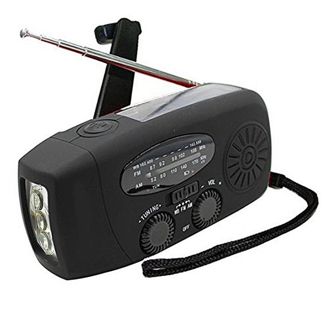 Compact Solar Hand Crank Emergency Radio with Flashlight | Multiband AM/FM, USB Charging, 2 Colors