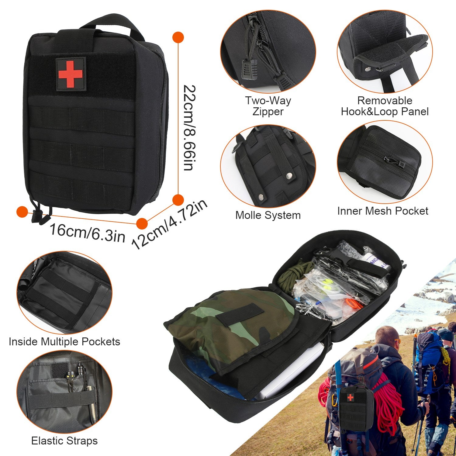 121-Piece Professional Survival Kit | Tactical First Aid, Axe, Shovel, Military Knife, Fire Starter & Backpack Included