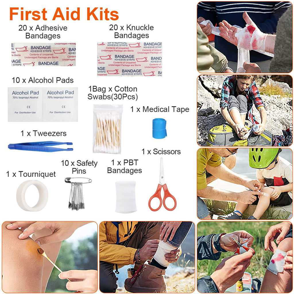 121-Piece Professional Survival Kit | Tactical First Aid, Axe, Shovel, Military Knife, Fire Starter & Backpack Included