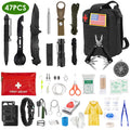 47-Piece Emergency Survival Kit | CPR Mask, Fishing Gear, Military Knife, Compass & First Aid in 600D Oxford Bag