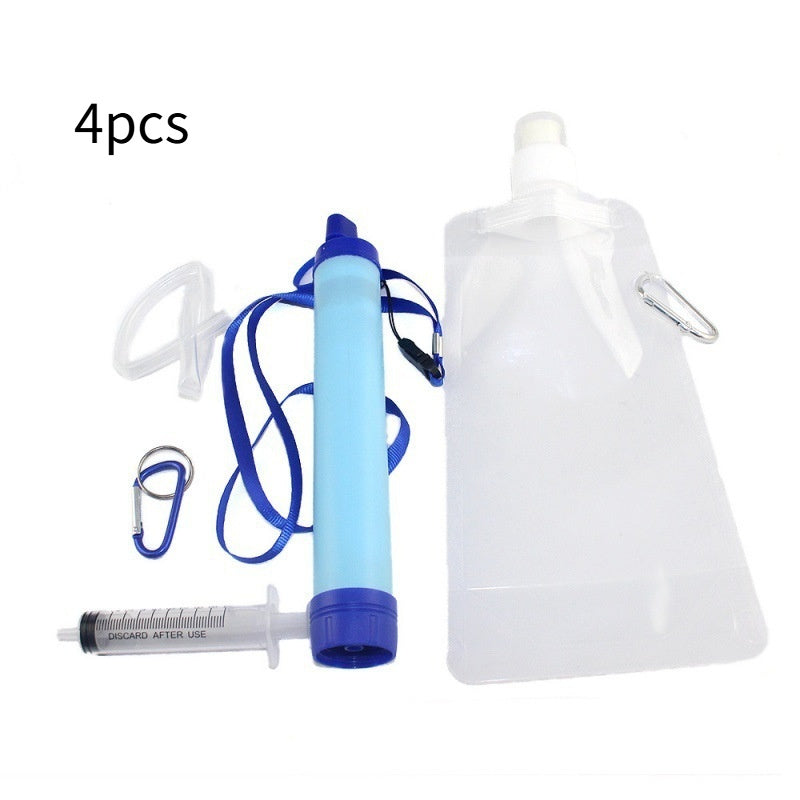 Outdoor Water Purifier Set | 90g Survival Filter with Water Bag, Hose & Carabiner for Camping, Hiking & Emergency Prep